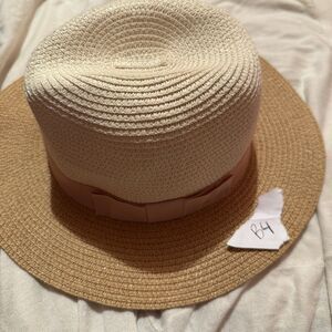 Rubi Womens Hat Light Brown Woven Pink Bow Accessory Fedora Cotton On
